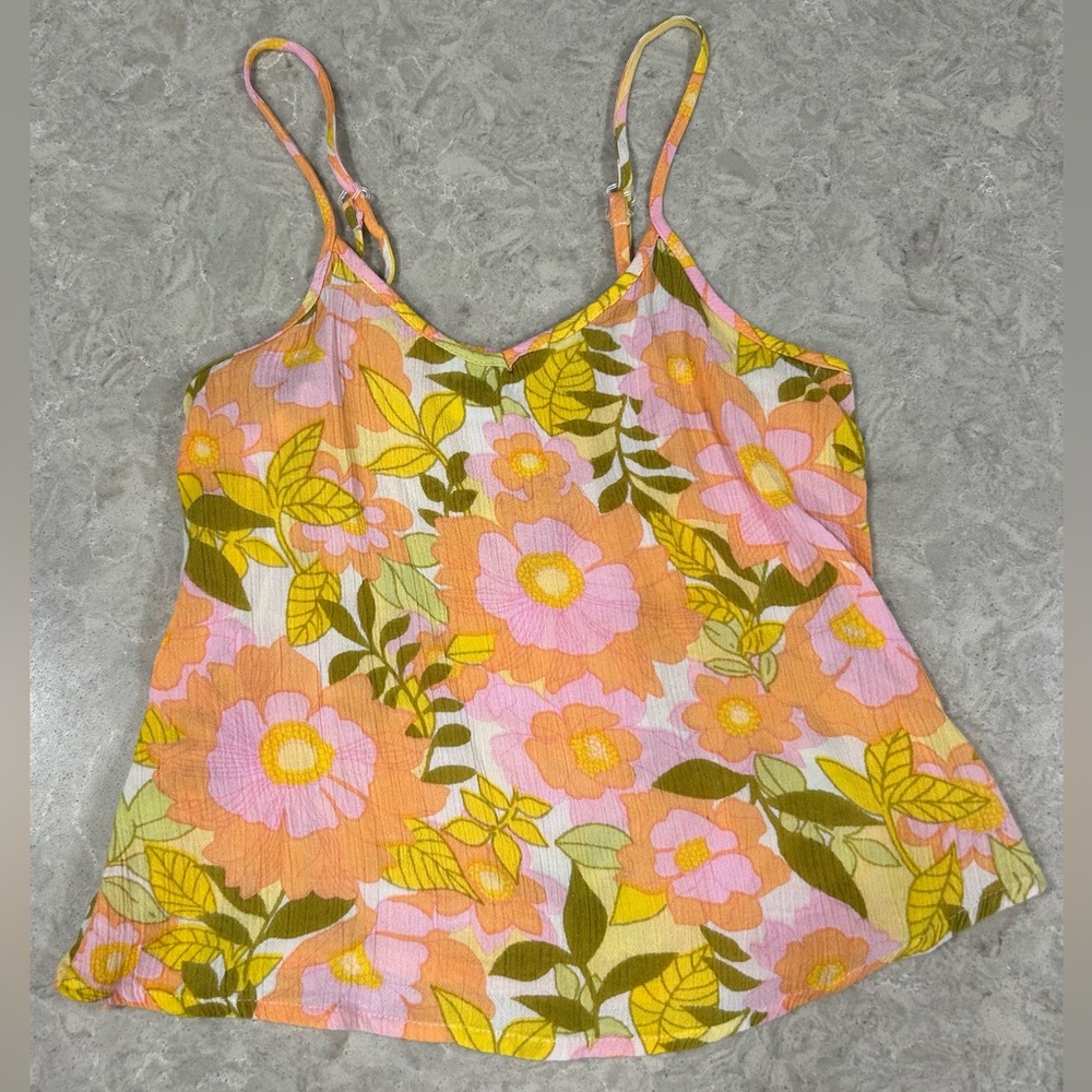 3/$20 Rays Sun Girls size L Pink Yellow Floral Camisole Top